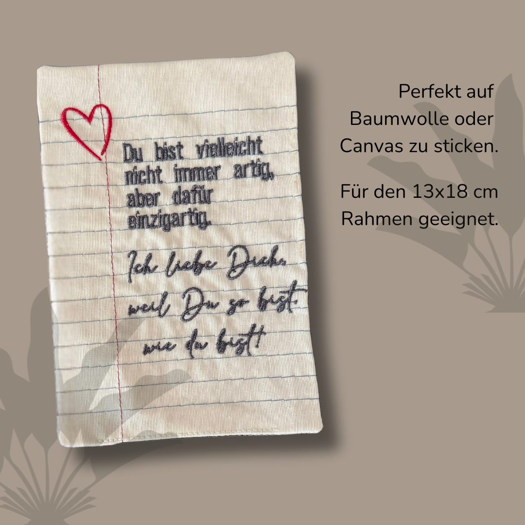 Stickdatei "Love Letter" in Deutsch