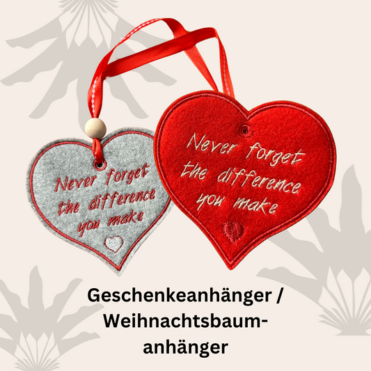 Herz-Anhänger "Never forget the difference you make"