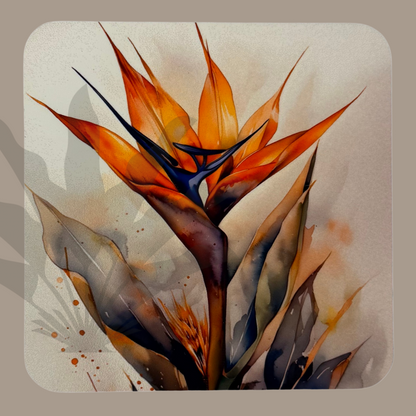 Strelitzien-Untersetzer – 4er-Set im Aquarell-Stil